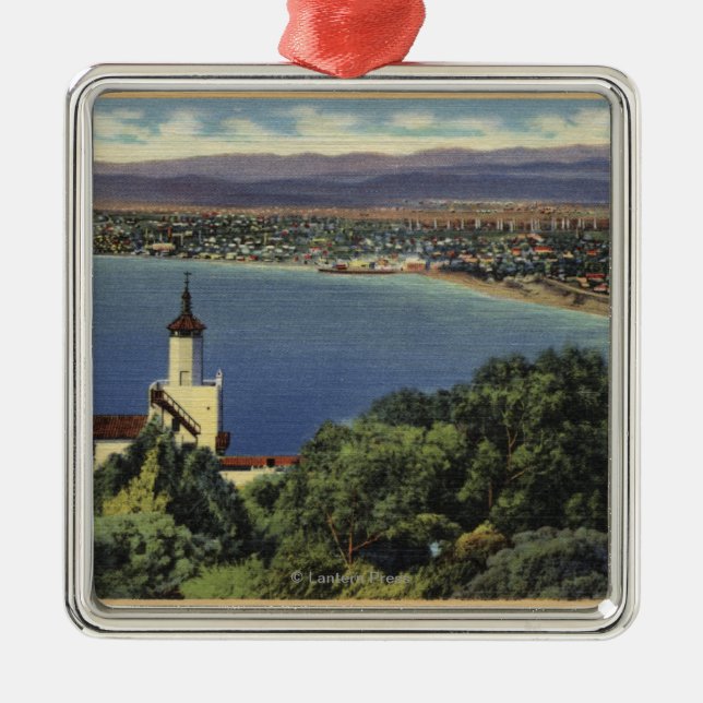View of Redondo & Hermosa Beaches Metal Tree Decoration (Front)