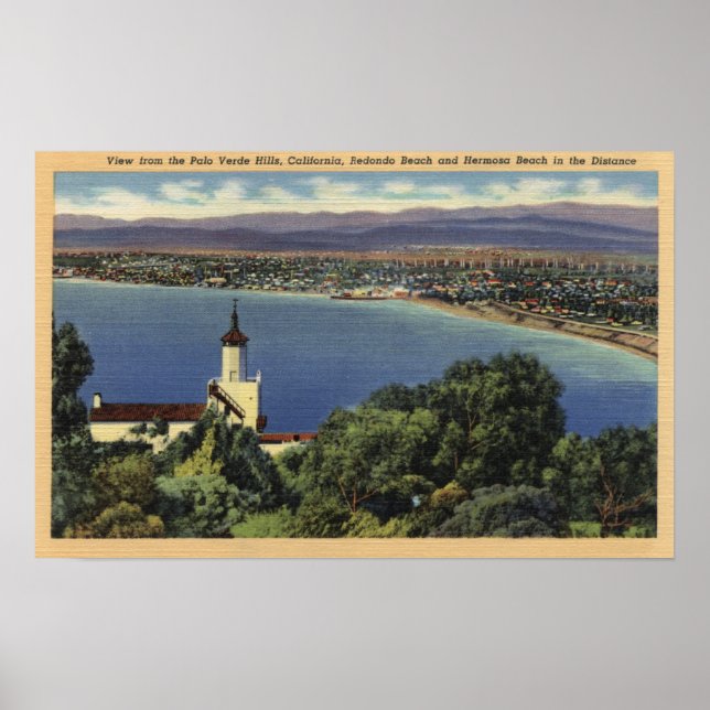 View of Redondo & Hermosa Beaches Poster (Front)