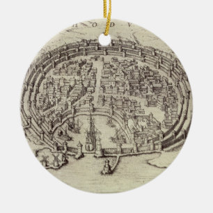 View of Rhodes, from 'Theatre of the Main Towns in Ceramic Tree Decoration