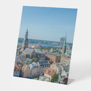View of Riga city center from above Pedestal Sign