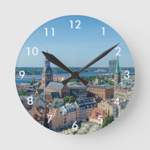 View of Riga city centre from above Round Clock