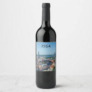 View of Riga city centre from above Wine Label