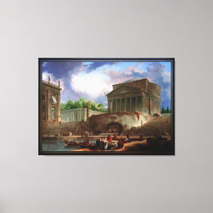 View of Ripetta by Hubert Robert Canvas Print