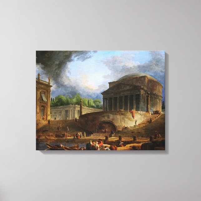View of Ripetta by Hubert Robert Canvas Print (Front)