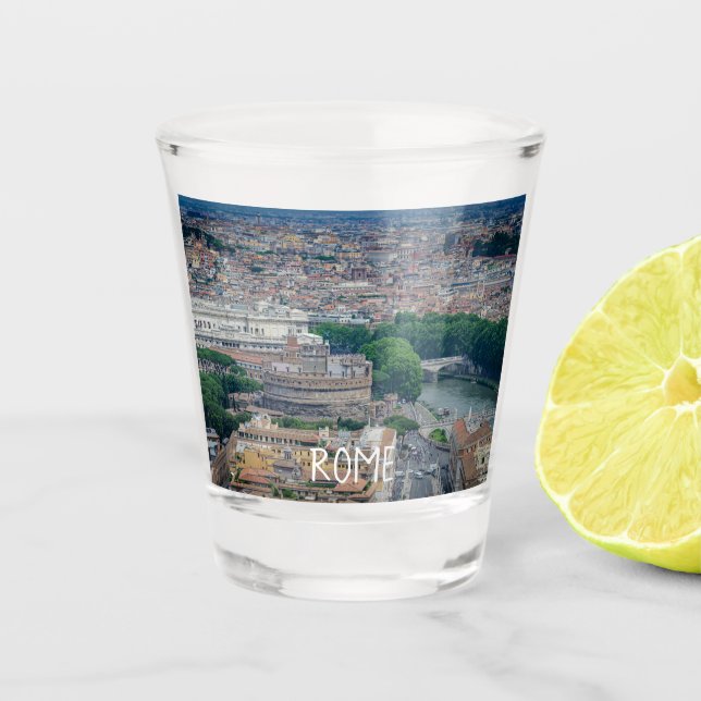 View of Rome historic city center from above Shot Glass (Front)