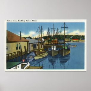 View of Sailboats Docked in the Harbour Poster