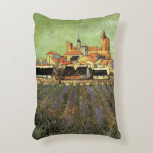 View of Saintes Maries by Vincent van Gogh Decorative Cushion