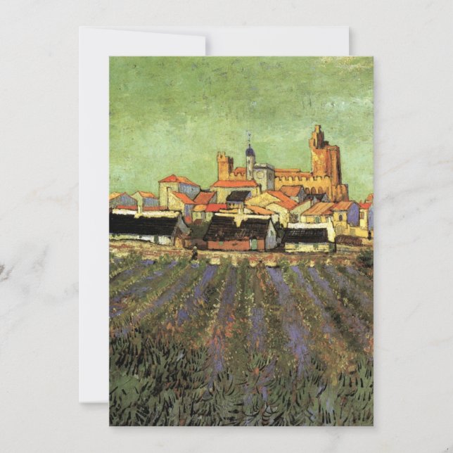 View of Saintes Maries by Vincent van Gogh Invitation (Front)