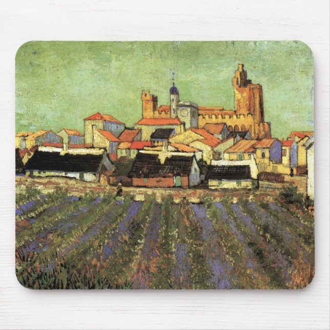 View of Saintes Maries by Vincent van Gogh Mouse Mat (Front)