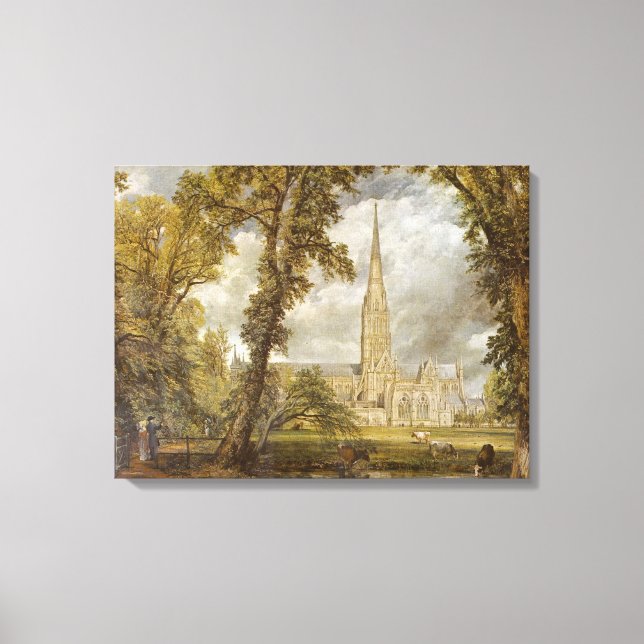 View of Salisbury Cathedral (by John Constable) Canvas Print (Front)