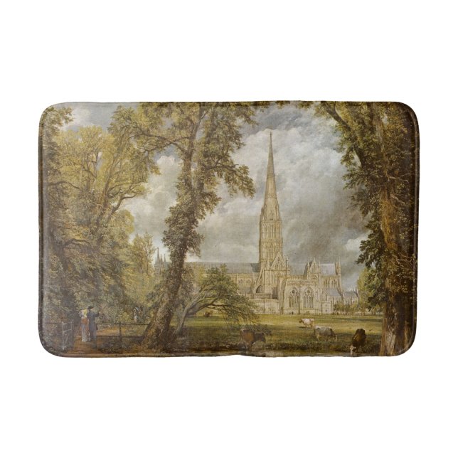 View of Salisbury Cathedral (English Landmark) Bath Mat (Front)