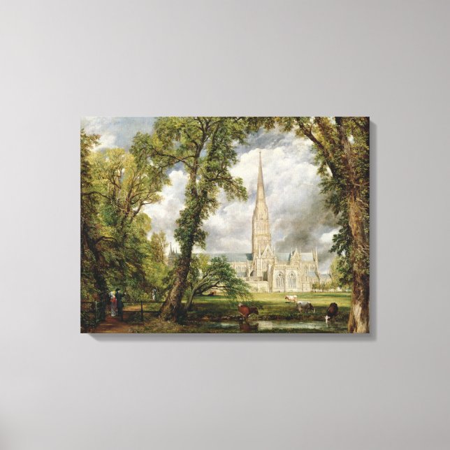 View of Salisbury Cathedral from the Bishop's Grou Canvas Print (Front)