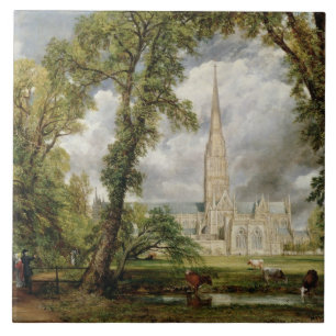 View of Salisbury Cathedral from the Bishop's Grou Tile