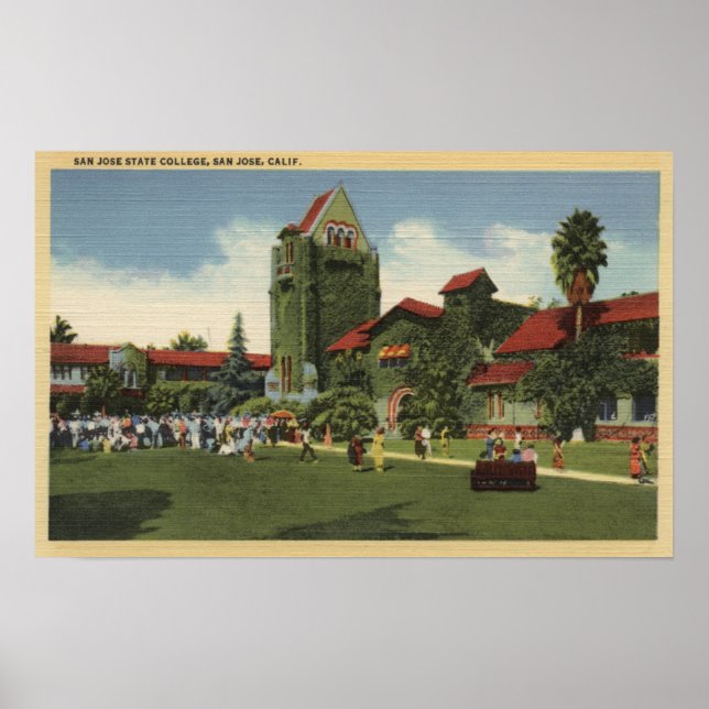 View of San Jose State College Campus Poster (Front)