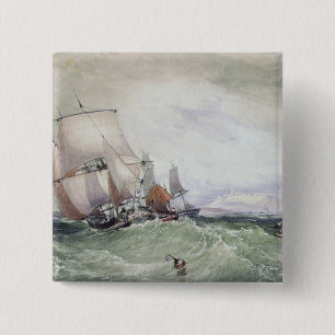 View of Scarborough, with a Collier Brig 15 Cm Square Badge