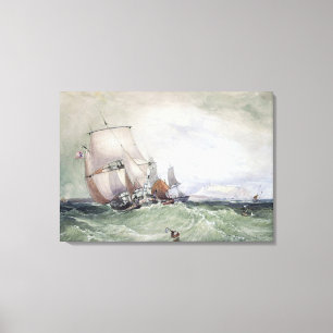 View of Scarborough, with a Collier Brig Canvas Print