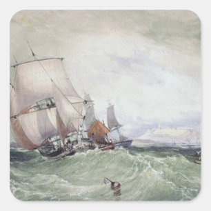 View of Scarborough, with a Collier Brig Square Sticker