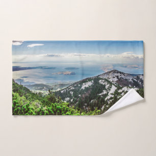 View of sea from mountains hand towel