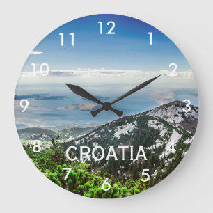View of sea from mountains in Croatia Large Clock