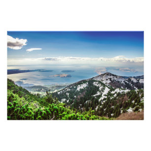 View of sea from mountains photo print