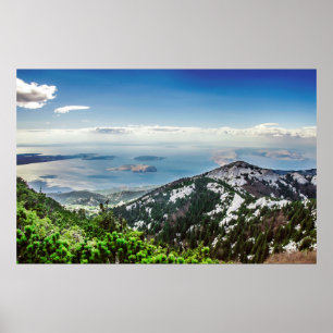 View of sea from mountains poster