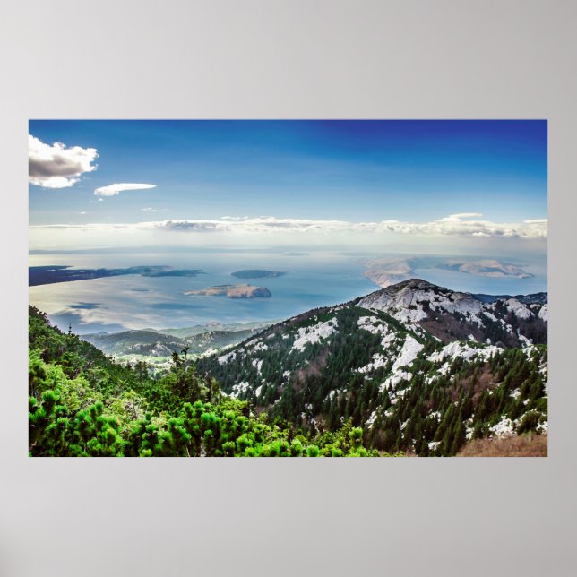 View of sea from mountains poster (Front)