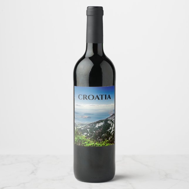 View of sea from mountains wine label (Front)