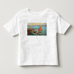 View of Sea Gulls and Ships at the Wharf Toddler T-Shirt