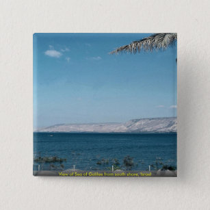 View of Sea of Galilee from south shore, Israel 15 Cm Square Badge