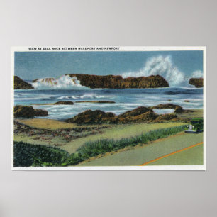 View of Seal Rock in between Waldport and Poster