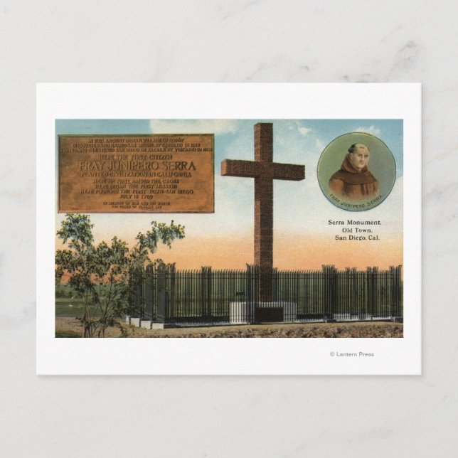 View of Serra Monument, Old Town San Diego Postcard (Front)