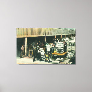 View of Ship Yard Workers Shipping Wheat Canvas Print