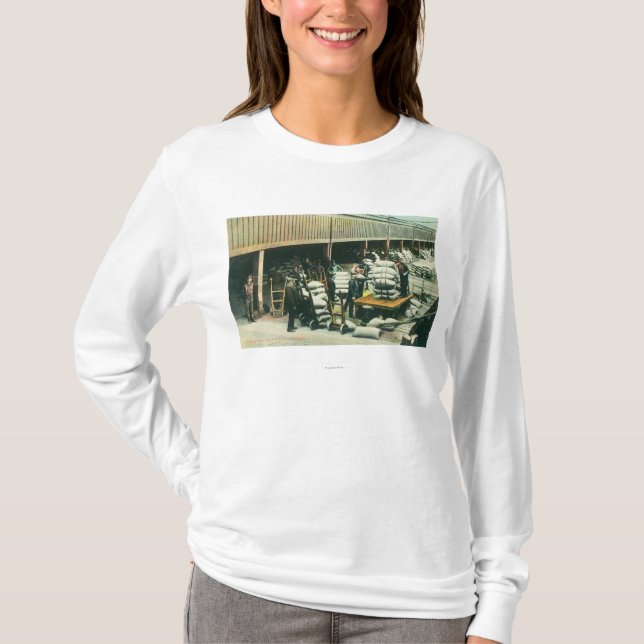 View of Ship Yard Workers Shipping Wheat T-Shirt (Front)