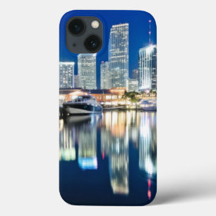 View of skyline with reflection in water, Miami iPhone 13 Case