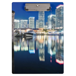View of skyline with reflection in water, Miami Clipboard