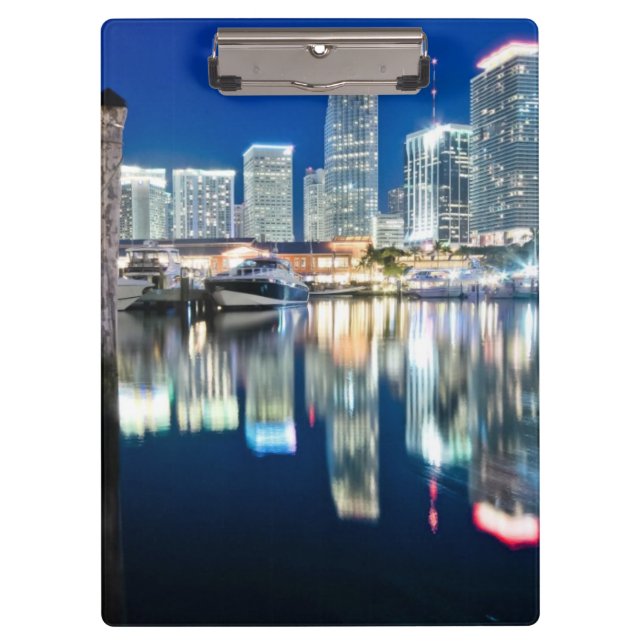 View of skyline with reflection in water, Miami Clipboard (Front)