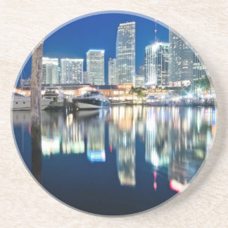 View of skyline with reflection in water, Miami Coaster