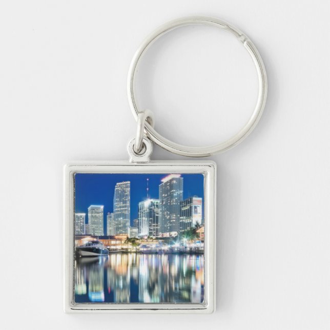 View of skyline with reflection in water, Miami Key Ring (Front)