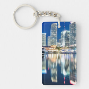 View of skyline with reflection in water, Miami Key Ring