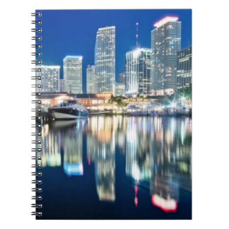 View of skyline with reflection in water, Miami Notebook