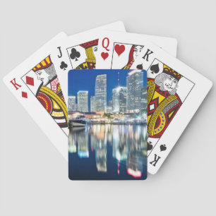 View of skyline with reflection in water, Miami Playing Cards