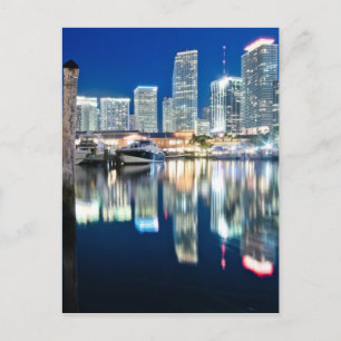 View of skyline with reflection in water, Miami Postcard