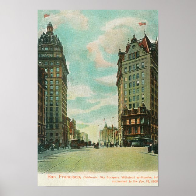 View of Skyscrapers that Survived 1906 Poster (Front)