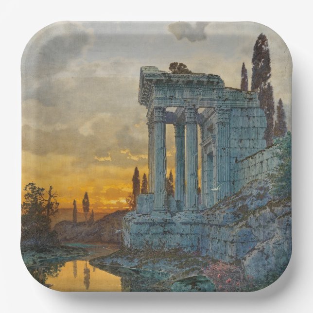 View of Southern Italy with Ancient Roman Ruins Paper Plate (Front)