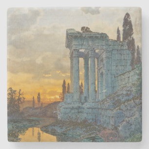 View of Southern Italy with Ancient Roman Ruins Stone Coaster