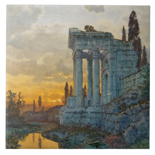 View of Southern Italy with Ancient Roman Ruins Tile