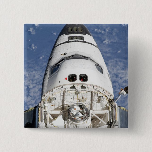 View of space shuttle Endeavour's crew cabin 15 Cm Square Badge (Front)