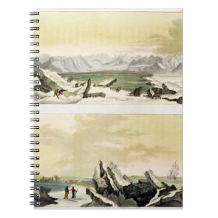 View of Spitsbergen with 'The Dorothea' (colour en Notebook