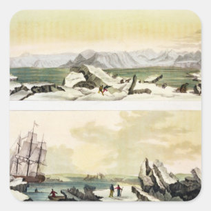 View of Spitsbergen with 'The Dorothea' (colour en Square Sticker