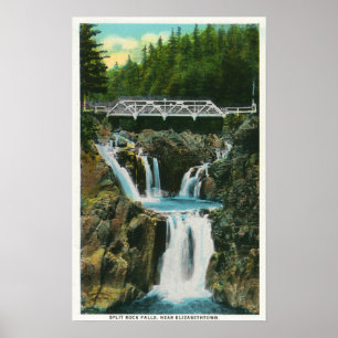 View of Split Rock Falls and Bridge Poster